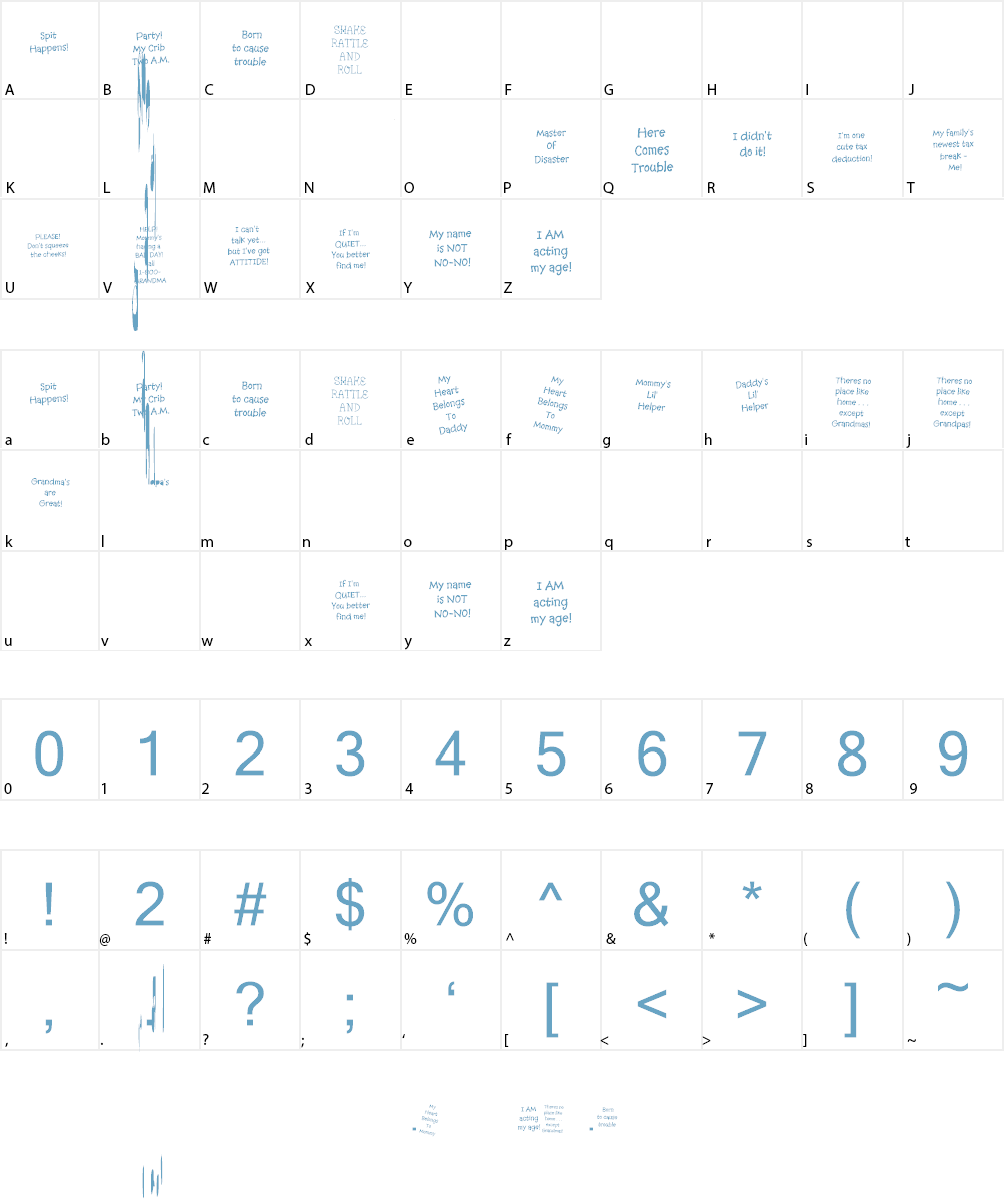 KR Babiez Font Character